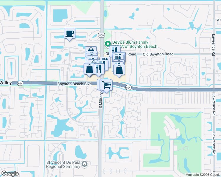 map of restaurants, bars, coffee shops, grocery stores, and more near 4868 Hawkwood Road in Boynton Beach