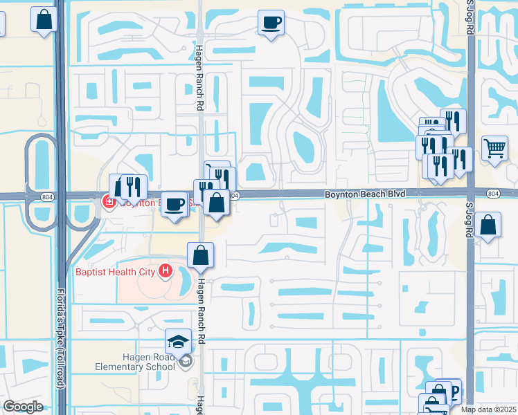 map of restaurants, bars, coffee shops, grocery stores, and more near 7270 West Boynton Beach Boulevard in Boynton Beach