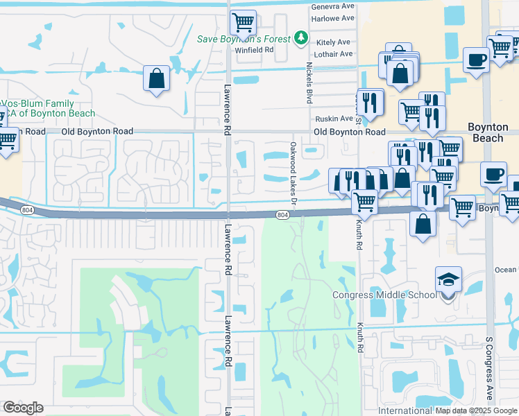map of restaurants, bars, coffee shops, grocery stores, and more near 3925 West Boynton Beach Boulevard in Boynton Beach