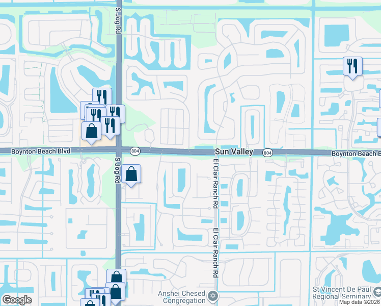 map of restaurants, bars, coffee shops, grocery stores, and more near FL-804 & Country Fair Rd in Boynton Beach