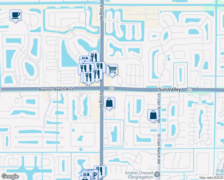 map of restaurants, bars, coffee shops, grocery stores, and more near in Boynton Beach