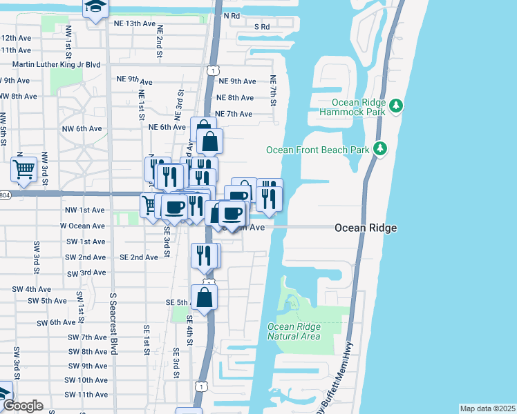 map of restaurants, bars, coffee shops, grocery stores, and more near 735 Casa Loma Boulevard in Boynton Beach