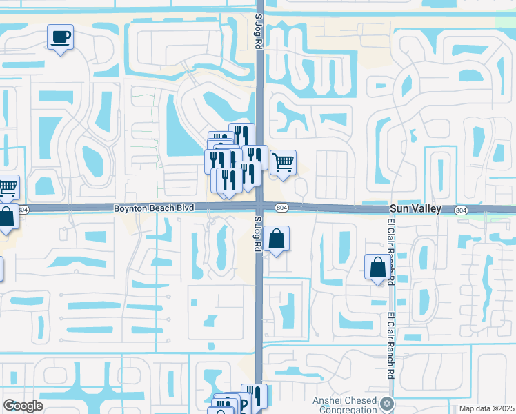 map of restaurants, bars, coffee shops, grocery stores, and more near W Boynton Beach Blvd & Jog Rd in Boynton Beach