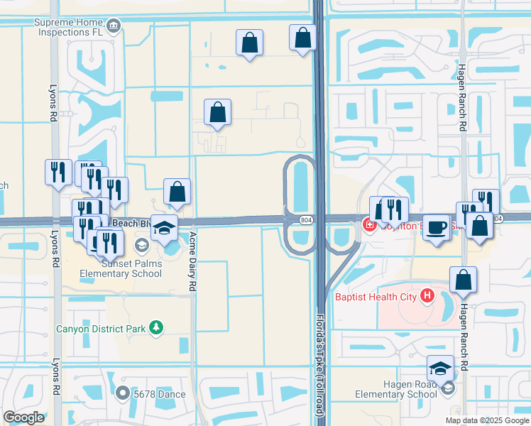map of restaurants, bars, coffee shops, grocery stores, and more near 5500 Laguna Royale Pts in Lake Worth