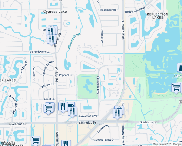 map of restaurants, bars, coffee shops, grocery stores, and more near 8471 Village Edge Circle in Fort Myers
