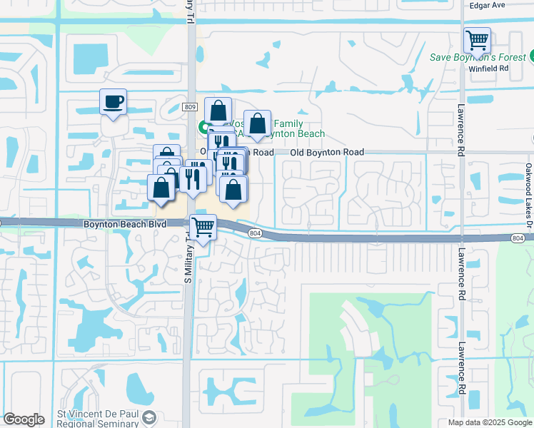 map of restaurants, bars, coffee shops, grocery stores, and more near 9992 Pineapple Tree Drive in Boynton Beach