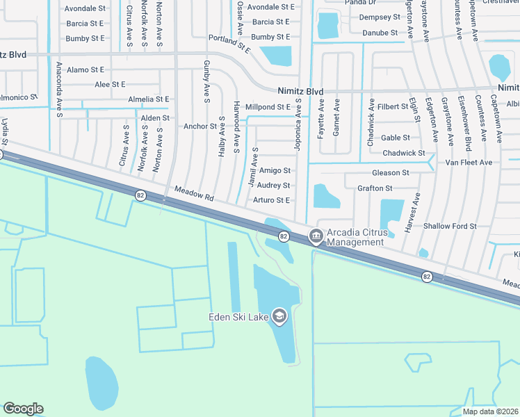 map of restaurants, bars, coffee shops, grocery stores, and more near 846 Arturo Street East in Lehigh Acres