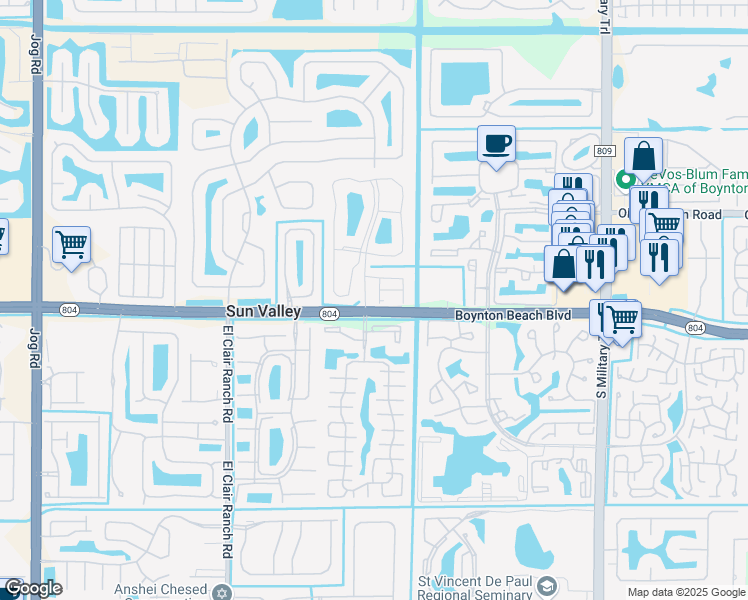 map of restaurants, bars, coffee shops, grocery stores, and more near 9969 Boynton Gardens Lane in Boynton Beach