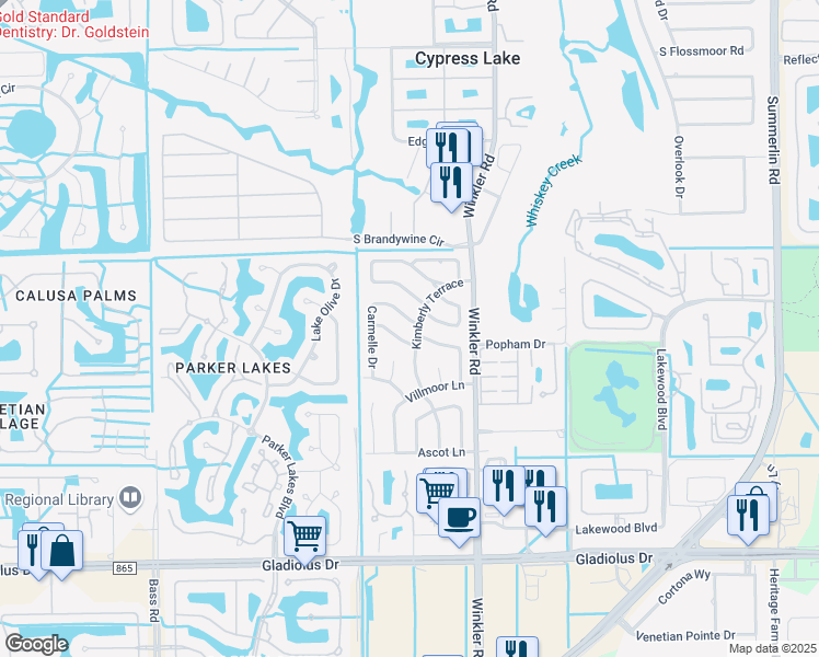 map of restaurants, bars, coffee shops, grocery stores, and more near 1468 Carmelle Drive in Fort Myers