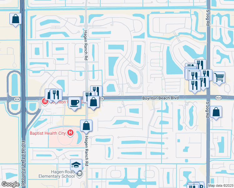 map of restaurants, bars, coffee shops, grocery stores, and more near 9989 Harbour Lake Circle in Boynton Beach
