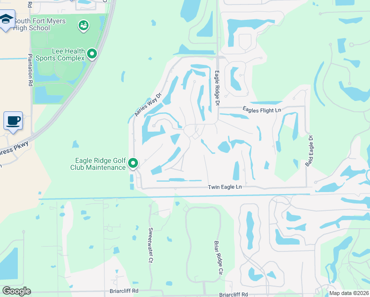 map of restaurants, bars, coffee shops, grocery stores, and more near 145 Eagle Ridge Drive in Fort Myers