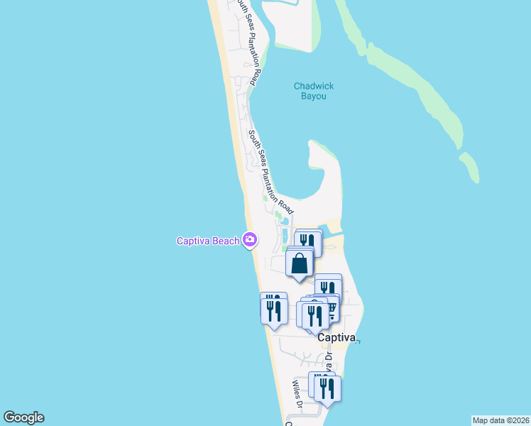 map of restaurants, bars, coffee shops, grocery stores, and more near 2018 Gulf Beach Villas in Captiva