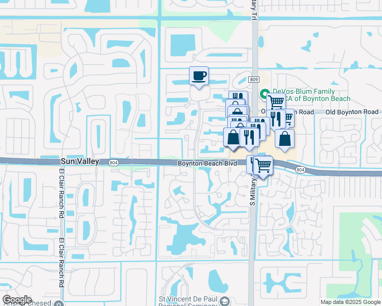 map of restaurants, bars, coffee shops, grocery stores, and more near 5346 West Boynton Beach Boulevard in Boynton Beach