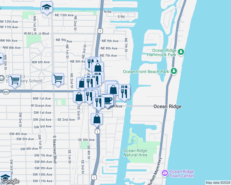 map of restaurants, bars, coffee shops, grocery stores, and more near 748 Casa Loma Boulevard in Boynton Beach