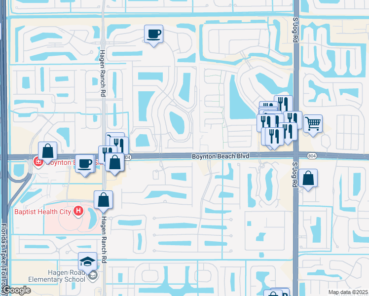 map of restaurants, bars, coffee shops, grocery stores, and more near 9868 Summerbrook Terrace in Boynton Beach