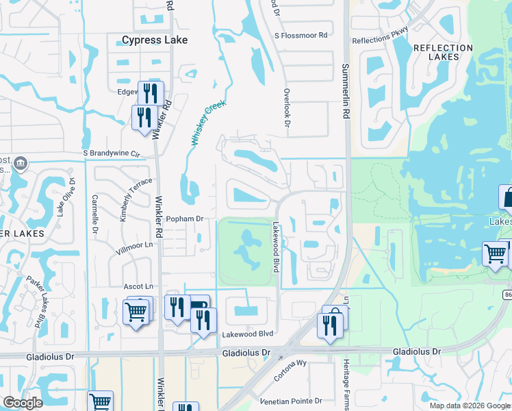 map of restaurants, bars, coffee shops, grocery stores, and more near 8461 Village Edge Circle in Fort Myers