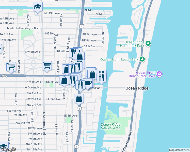 map of restaurants, bars, coffee shops, grocery stores, and more near 812 East Boynton Beach Boulevard in Boynton Beach