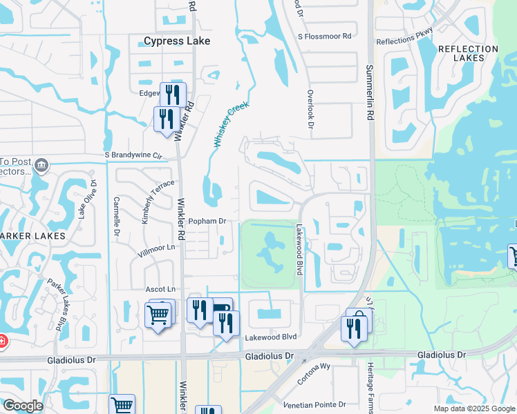map of restaurants, bars, coffee shops, grocery stores, and more near 8431 Village Edge Circle in Fort Myers