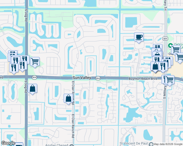 map of restaurants, bars, coffee shops, grocery stores, and more near 9946 Coronado Lake Drive in Boynton Beach