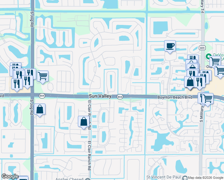 map of restaurants, bars, coffee shops, grocery stores, and more near 9946 Coronado Lake Drive in Boynton Beach