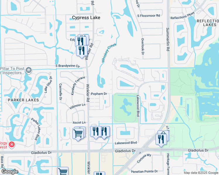 map of restaurants, bars, coffee shops, grocery stores, and more near 7270 Swan Lake Drive in Fort Myers