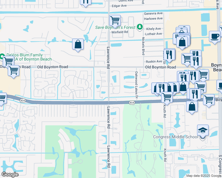 map of restaurants, bars, coffee shops, grocery stores, and more near 9936 Kamena Circle in Boynton Beach