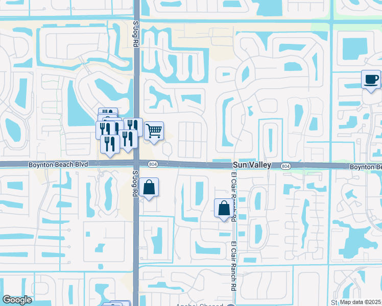 map of restaurants, bars, coffee shops, grocery stores, and more near 9941 61st Way South in Boynton Beach