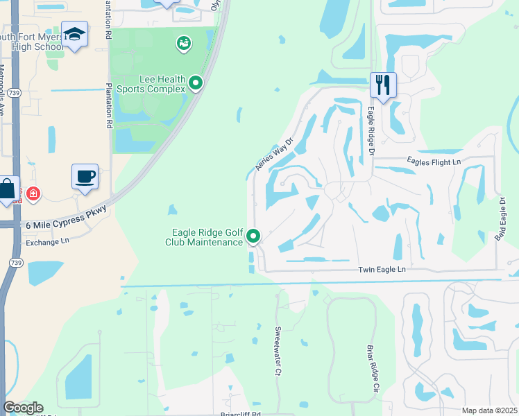 map of restaurants, bars, coffee shops, grocery stores, and more near 14637 Aeries Way Drive in Fort Myers