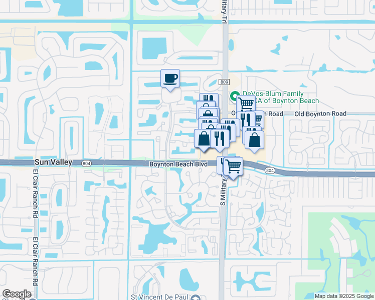 map of restaurants, bars, coffee shops, grocery stores, and more near 5154 Floria Drive in Boynton Beach