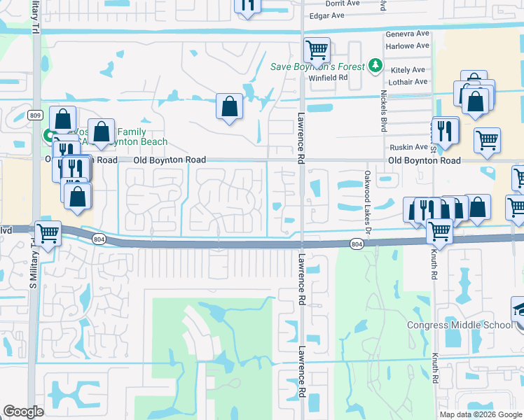 map of restaurants, bars, coffee shops, grocery stores, and more near 9920 Cassia Tree Way in Boynton Beach