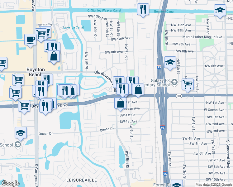map of restaurants, bars, coffee shops, grocery stores, and more near 815 Old Boynton Road in Boynton Beach