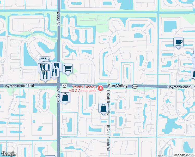 map of restaurants, bars, coffee shops, grocery stores, and more near 9817 Majestic Way in Boynton Beach
