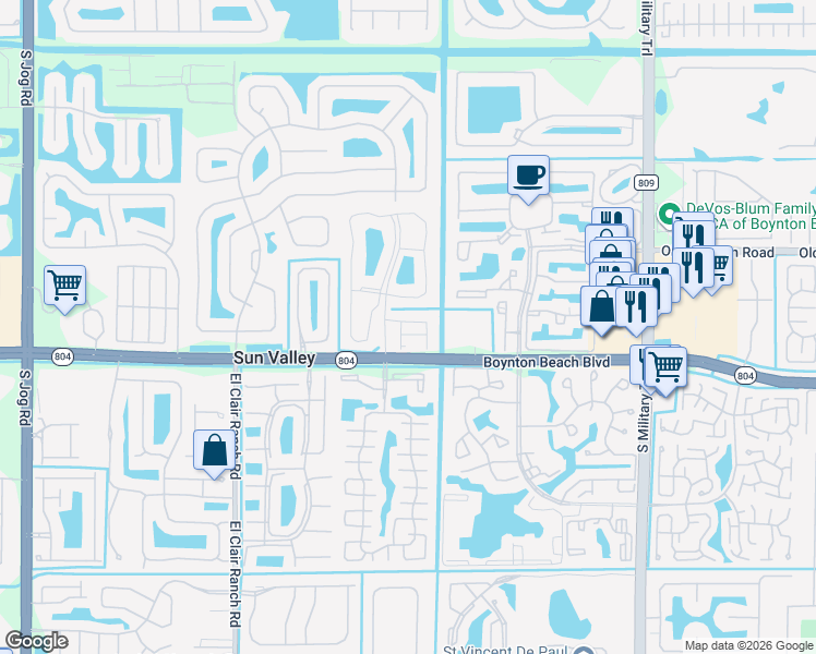 map of restaurants, bars, coffee shops, grocery stores, and more near 5524 Boynton Gardens Drive in Boynton Beach