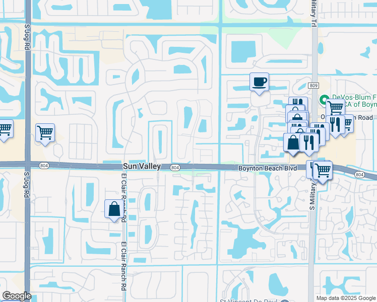 map of restaurants, bars, coffee shops, grocery stores, and more near 9951 Boynton Gardens Lane in Boynton Beach