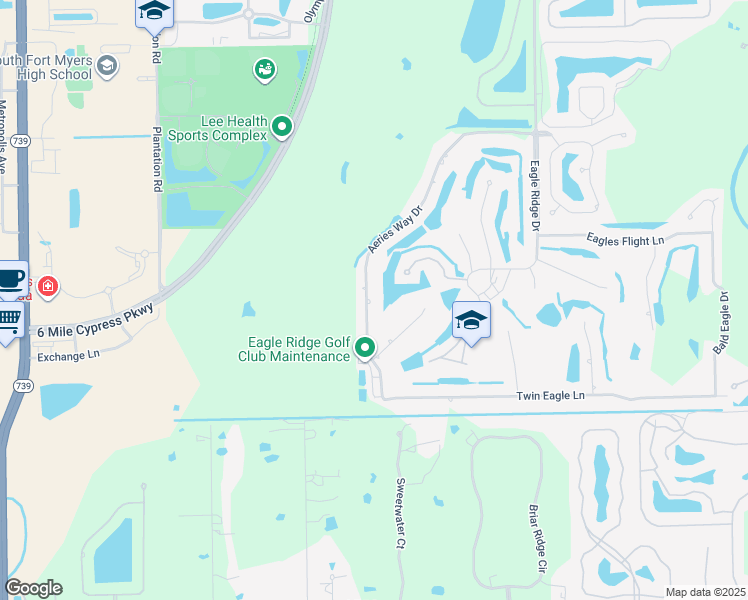 map of restaurants, bars, coffee shops, grocery stores, and more near 14637 Aeries Way Drive in Fort Myers