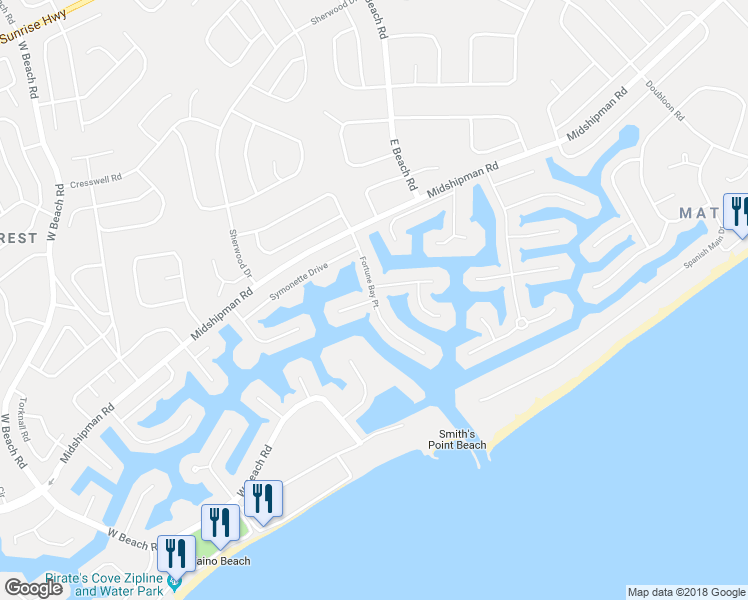 map of restaurants, bars, coffee shops, grocery stores, and more near Fortune Bay Pt. in Freeport