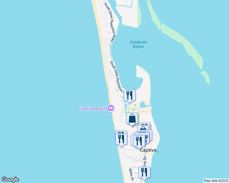 map of restaurants, bars, coffee shops, grocery stores, and more near 2018 Gulf Beach Villas in Captiva