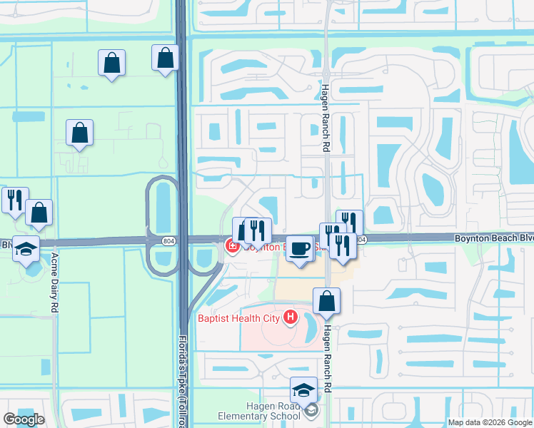 map of restaurants, bars, coffee shops, grocery stores, and more near 9846 Lemonwood Court in Boynton Beach