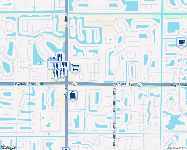 map of restaurants, bars, coffee shops, grocery stores, and more near 9905 61st Way South in Boynton Beach