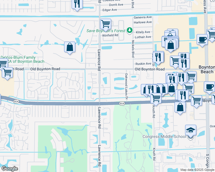 map of restaurants, bars, coffee shops, grocery stores, and more near 9936 Kamena Circle in Boynton Beach