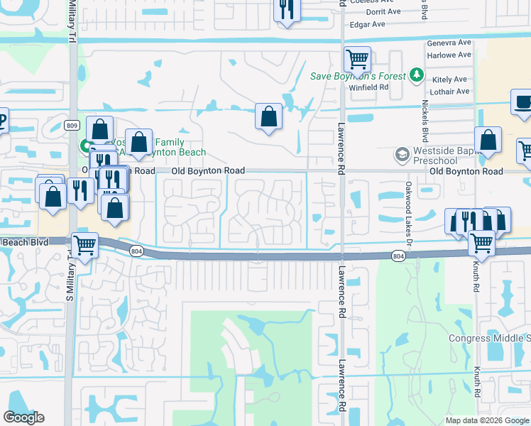 map of restaurants, bars, coffee shops, grocery stores, and more near 9905 Orchid Tree Trail in Boynton Beach