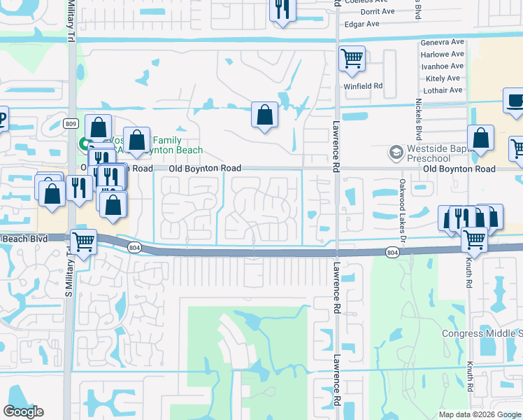 map of restaurants, bars, coffee shops, grocery stores, and more near 9990 Ligustrum Tree Way in Boynton Beach