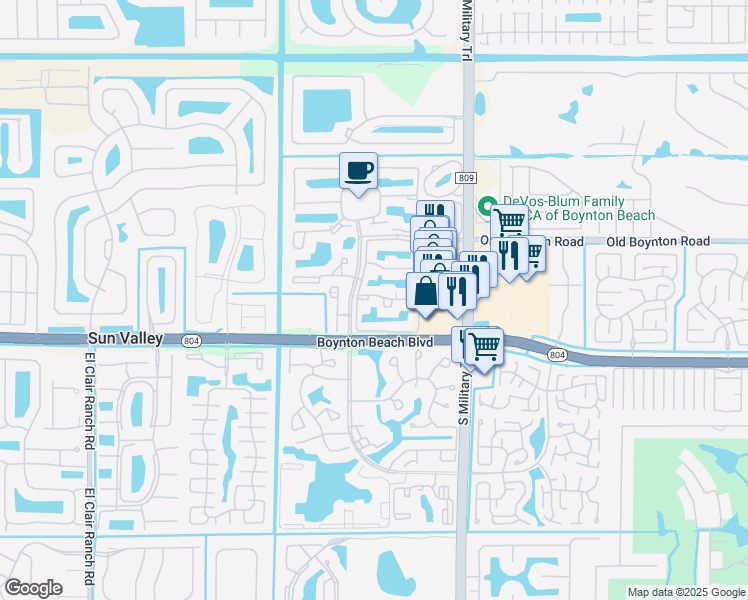 map of restaurants, bars, coffee shops, grocery stores, and more near 5253 Brisata Circle in Boynton Beach