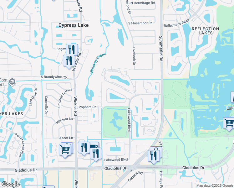 map of restaurants, bars, coffee shops, grocery stores, and more near 8431 Village Edge Circle in Fort Myers