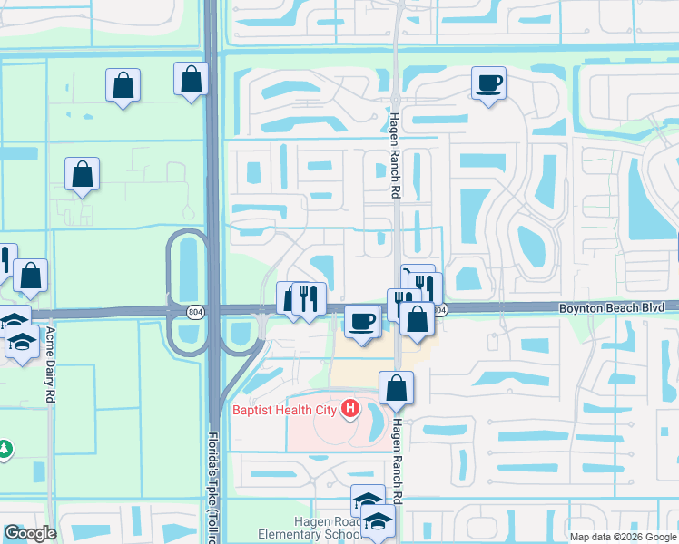 map of restaurants, bars, coffee shops, grocery stores, and more near 9815 Lemonwood Drive in Boynton Beach