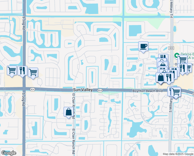 map of restaurants, bars, coffee shops, grocery stores, and more near 9887 Coronado Lake Drive in Boynton Beach