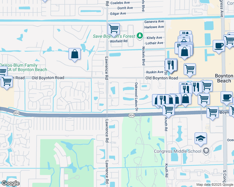 map of restaurants, bars, coffee shops, grocery stores, and more near 9839 Kamena Circle in Boynton Beach