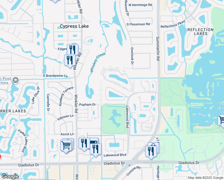 map of restaurants, bars, coffee shops, grocery stores, and more near 8291 Village Edge Circle in Fort Myers