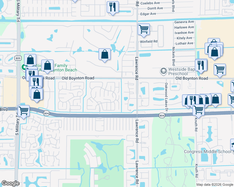 map of restaurants, bars, coffee shops, grocery stores, and more near 9865 Parkinsonia Tree Trail in Boynton Beach