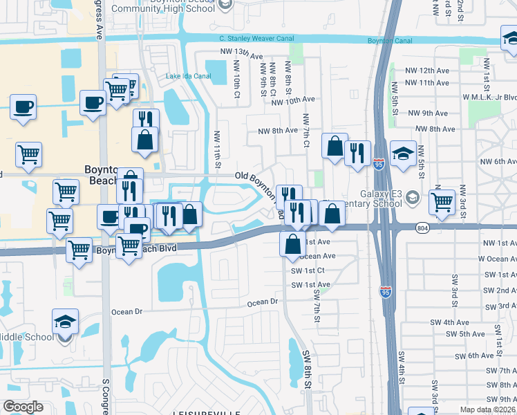 map of restaurants, bars, coffee shops, grocery stores, and more near 815 Boynton Beach Boulevard in Boynton Beach